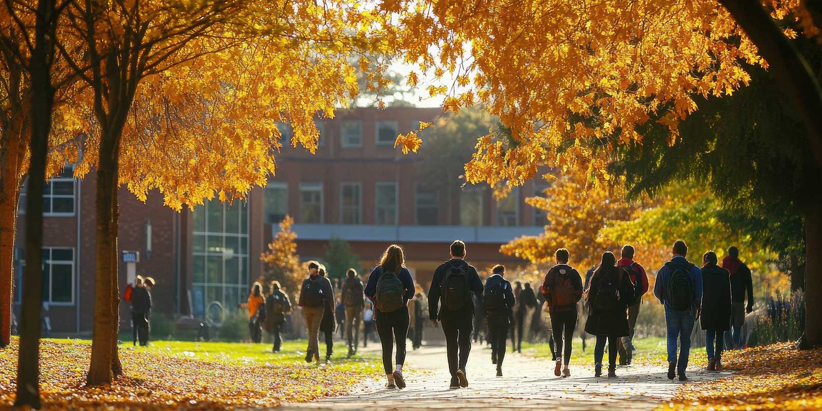 A vibrant and dynamic university campus during autumn